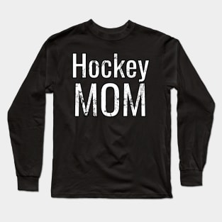 Hockey Mom in White Basic Lettering Long Sleeve T-Shirt